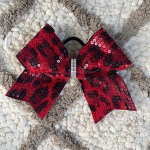 RED CHEETAH PRINT CHEER BOW